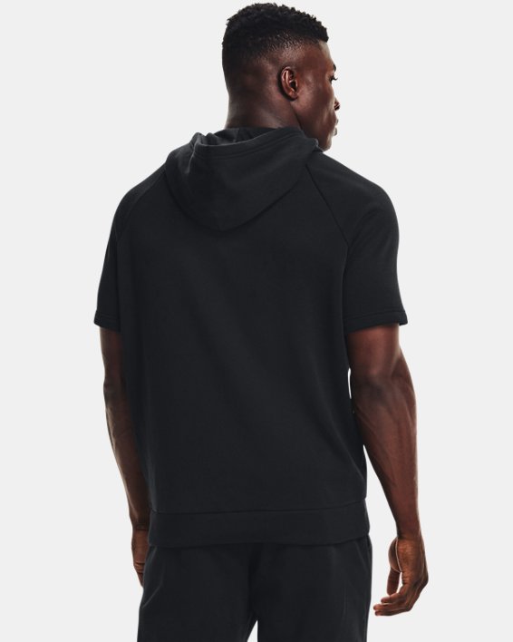 Men's UA Rival Fleece Signature Short Sleeve Hoodie, Black, pdpMainDesktop image number 1